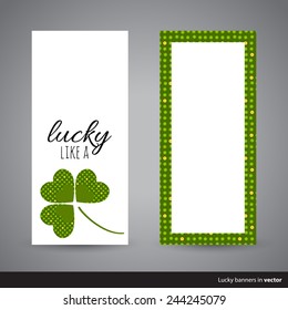 Set of St. Patrick's Day template cards, back and front page decorated with shamrock in vector