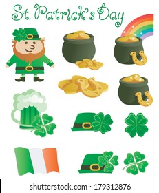 Set for St. Patrick's Day. Vector  icons for Patrick's Day at retro style 