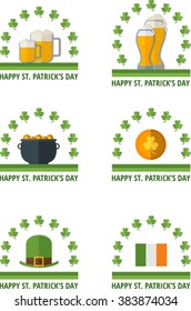 Set of St. Patrick's emblem with holiday symbols. Eps 10