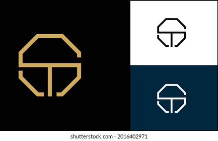 Conjunto de letras abstractas ST ,TS Monograma del logotipo