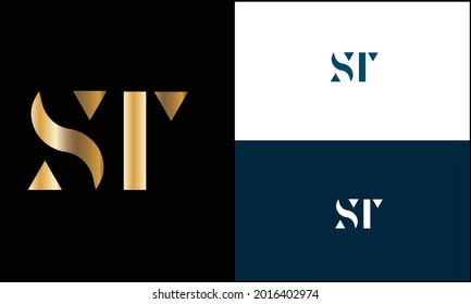 Set Of ST ,TS Abstract letters Logo monogram