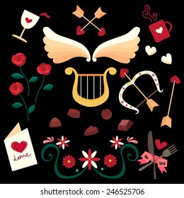 Set of St. Valentine's Day design elements.