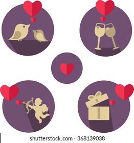 Set St Valentine's Day flat icons