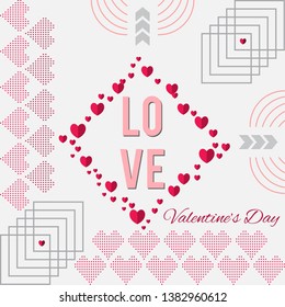 Set of St Valentine`s day vector elements on white background.