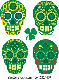 set St_Patrick skull, grunge vintage design t shirts
