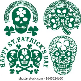 set St_Patrick skull, grunge vintage design t shirts