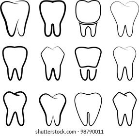 Set of the stabilized teeth on a white background. Company logo design.