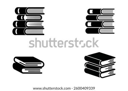 Set of Stack of Books Silhouette Illustration for Education Designs