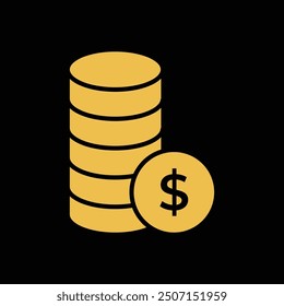 Set of Stack of coin money icon collection. Saving, income, revenue, finance symbol. Vector Illustration.