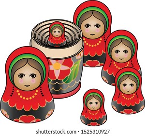 A set of stacking Russian matryoshka / babushka / tea dolls.
