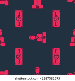 Set Stacks paper money cash and Casino dealer on seamless pattern. Vector
