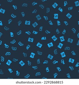 Set Stacks paper money cash, Calendar with shield, Emergency car and Money on seamless pattern. Vector