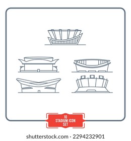 Set of stadium icons Front view outline style Vector