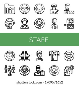 Set of staff icons. Such as Group, Coach, Man, Doctor, Surgeon, Nurse, Banker, Headhunting, Population , staff icons