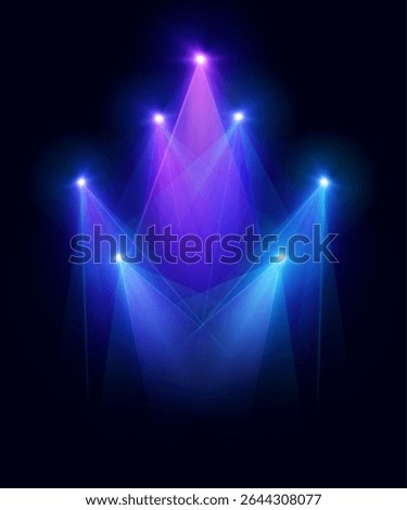 A set of stage light beams in bright colors on a dark background. The light effect is suitable for show design, visualizations and interfaces.