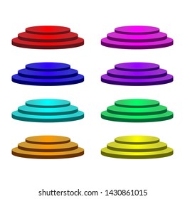 Set of stage podium on white background