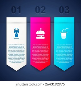 Set Stage stand ou tribune, Burger e Beer jogo de pong. Modelo de infográfico comercial. Vetor