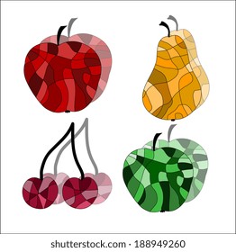 Set of stained glass fruit