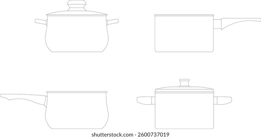 Set of stainless steel pots with and without lids – Utensils