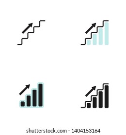 Set of stair up icon. Editable stroke.