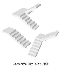 Set staircase 3d concrete. Blank up ladder isolated. Vector illustration on a white background. 