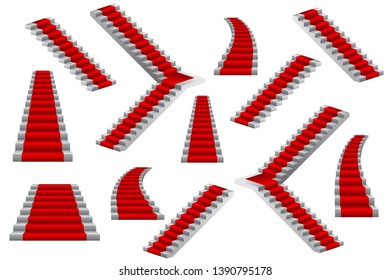 Set of stairs vector illustration isolated on white background.