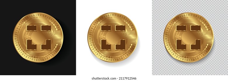 Set of Stake (STAKE) cryptocurrency logo in golden coins vector illustration isolated in white, dark and transparent background. Can be used as crypto brand sticker, icon, badge, and website graphic