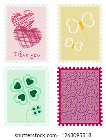 Set stamp collection love topic