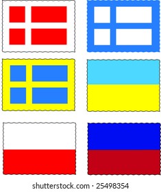 set stamp of flag of national