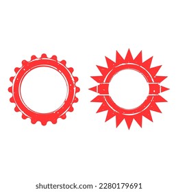 Set of stamp frame. Red post stamp with sun or flower style