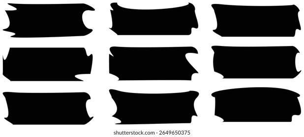 Set stamp frames with decorative edges for graphic design. Geometric zig zag wavy stickers. Rectangle shape frame with zigzag edge. Zig zag wavy edge rectangle frame or border shapes	