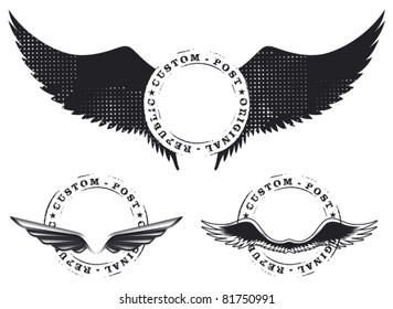 set of stamp mark with wings