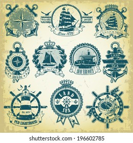 Set of stamp with a nautical theme