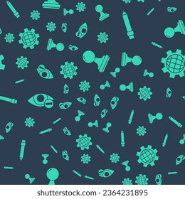 Set Stamp, Pencil with eraser, Red eye effect and Globe of the Earth and gear on seamless pattern. Vector