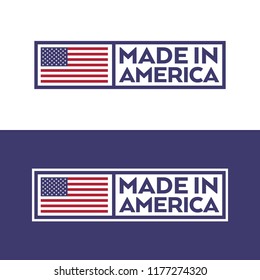 A set of stamps with an American flag and text that says made in America