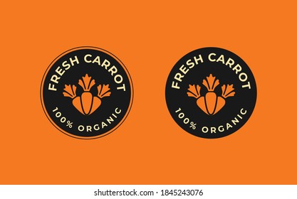 Set of stamps with a carrot. The element for design, advertising, packaging of carrot products