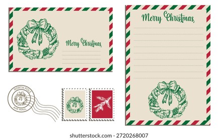 Conjunto de selos com postagem de Natal 