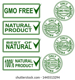 A set of stamps. Different prints. Natural product. Vector illustration.