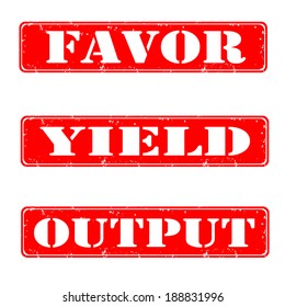 Set of stamps favor, yield, output, vector illustration
