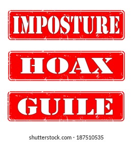 set of stamps imposture,hoax,guile,vector illustration