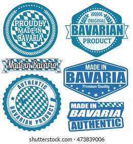 Set of stamps and labels with the text made in Bavaria written inside on white background, vector illustration
