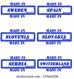 Set of stamps made in sweden.spain,slovenia,slovakia,serbia,switzerland