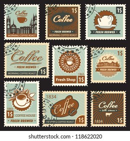 set of stamps on the theme of coffee