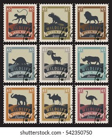 set of stamps on the theme of wildlife with different animals