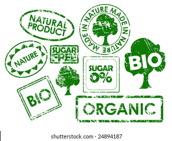 Set of stamps for organic, fresh, healthy, bio food