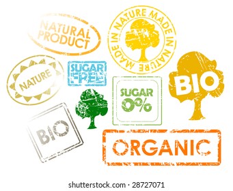Set of stamps for organic, fresh, healthy, bio food