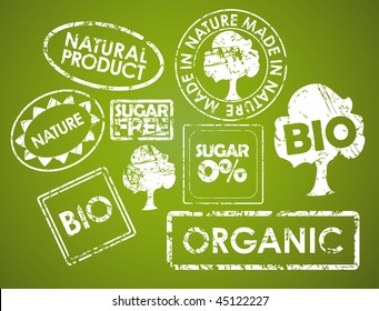 Set of stamps for organic, fresh, healthy, bio food