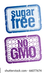 Set of stamps for sugar free and bio food.