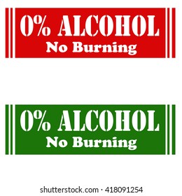 Set of stamps with text 0% Alcohol,vector illustration