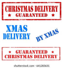 Set of stamps with text Christmas Delivery,vector illustration